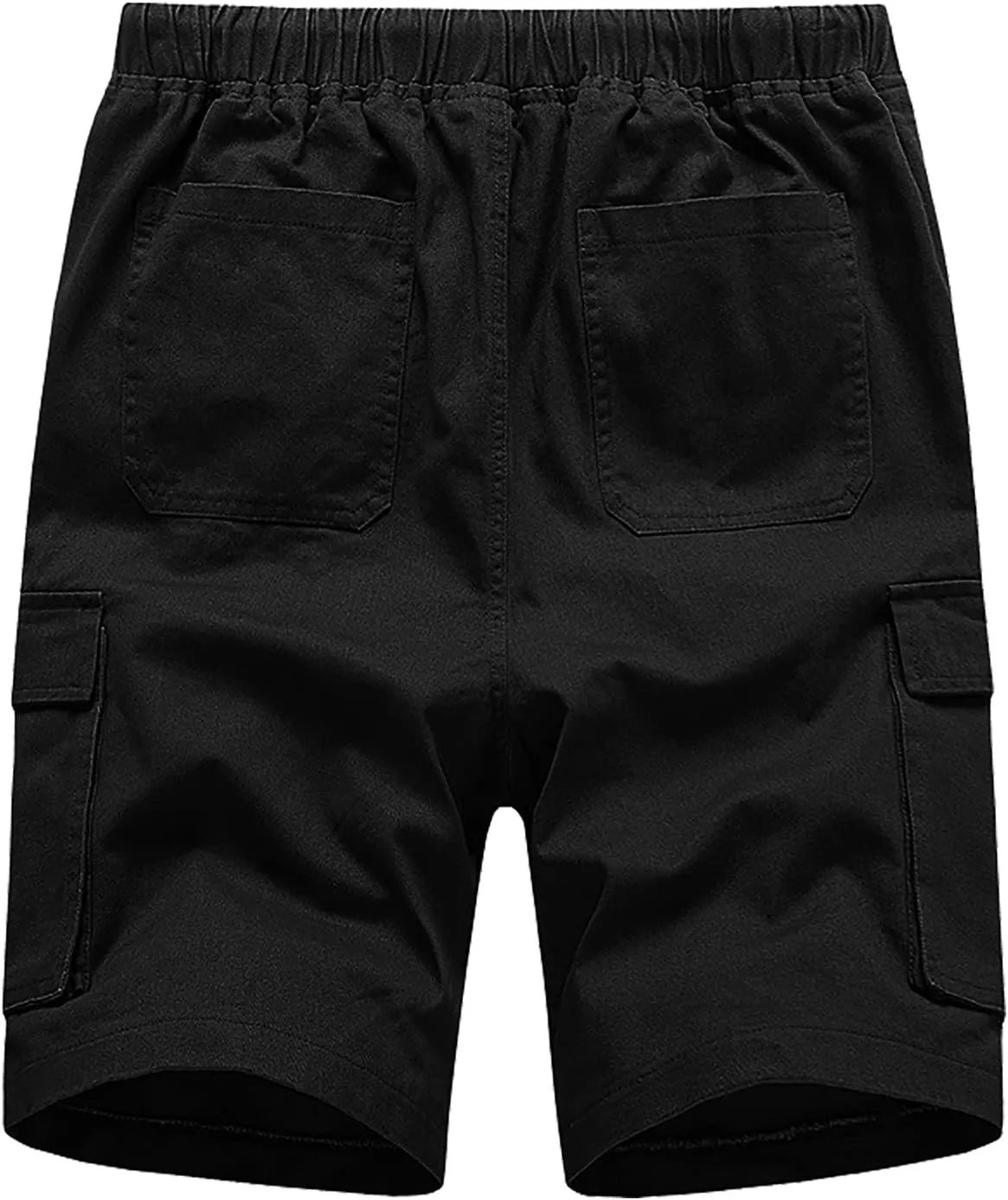 Mens Cargo Shorts Elastic Waist Drawstring Cotton Casual Outdoor Lightweight Shorts with Multi Pockets Jogger Pants