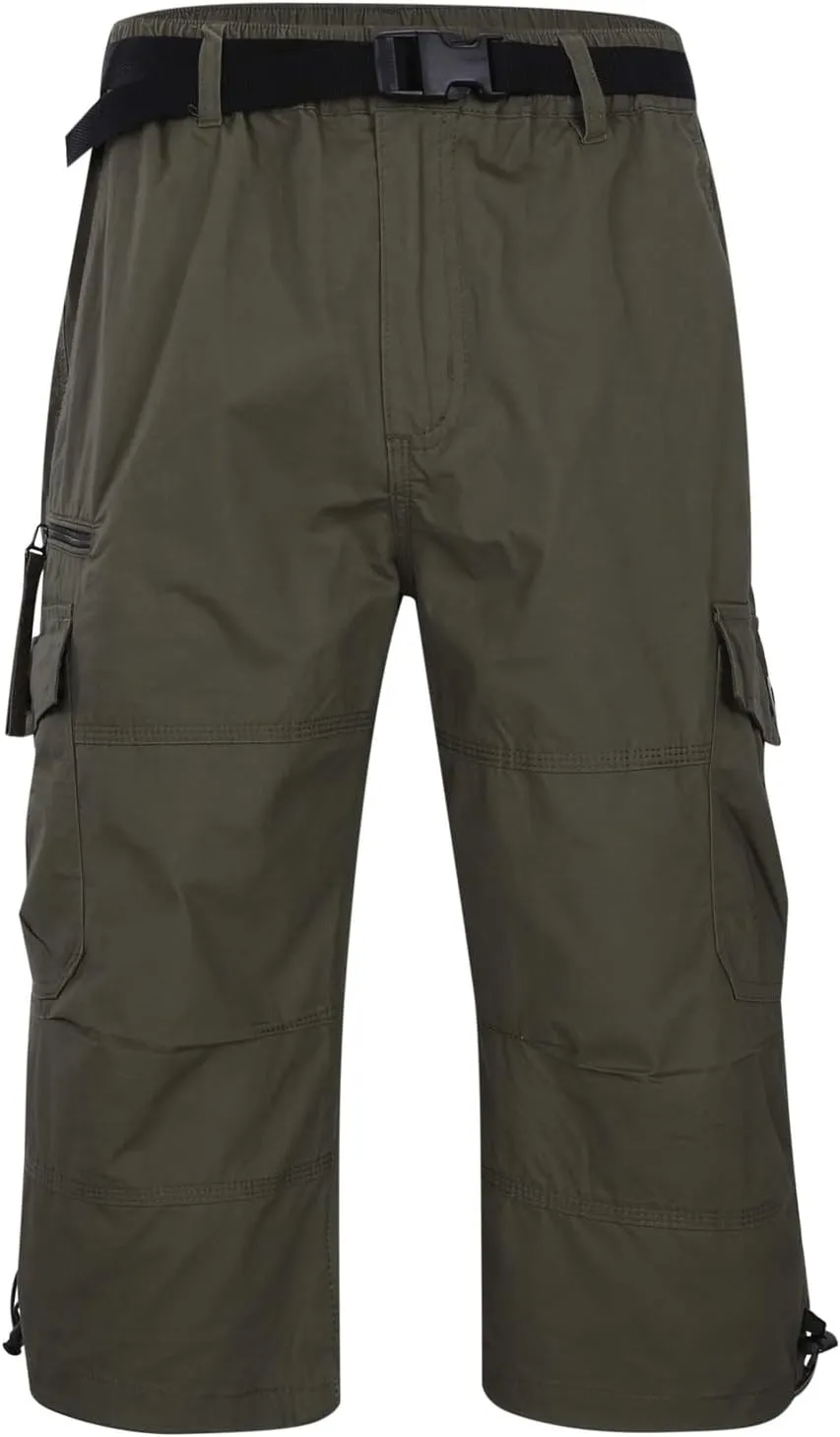 Men's Mid Rise Cotton Capri Hiking Shorts Drawstring Multi Pocket Cargo Shorts 2025 Trendy Elastic Waist Cropped Cargo Pants