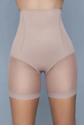 Nude High Waist Mesh Shorts Body Shaper With Waist Boning