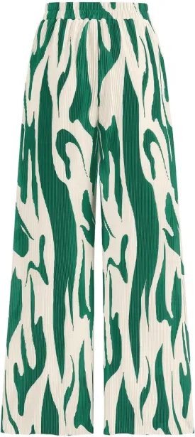 PRETTYGARDEN Womens Pants Dressy Casual Wide Leg Graphic Print Lounge Pants Women Comfy High Waist Pleated Palazzo Pants