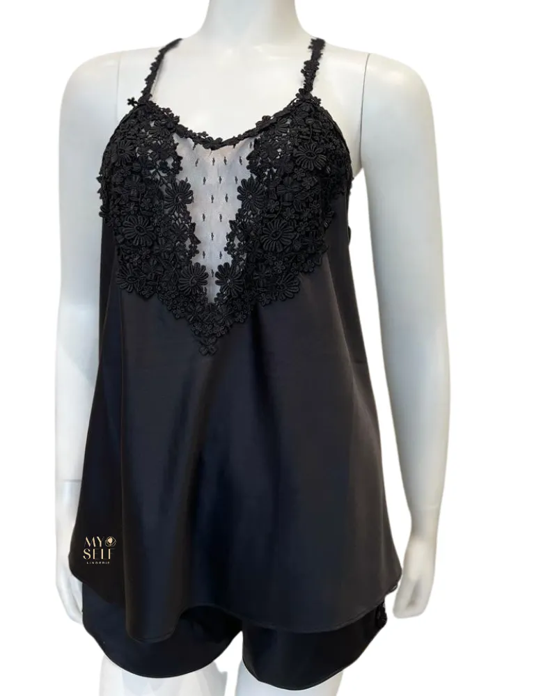 Q81147 Black Showstopper Cami and Boyshorts Set