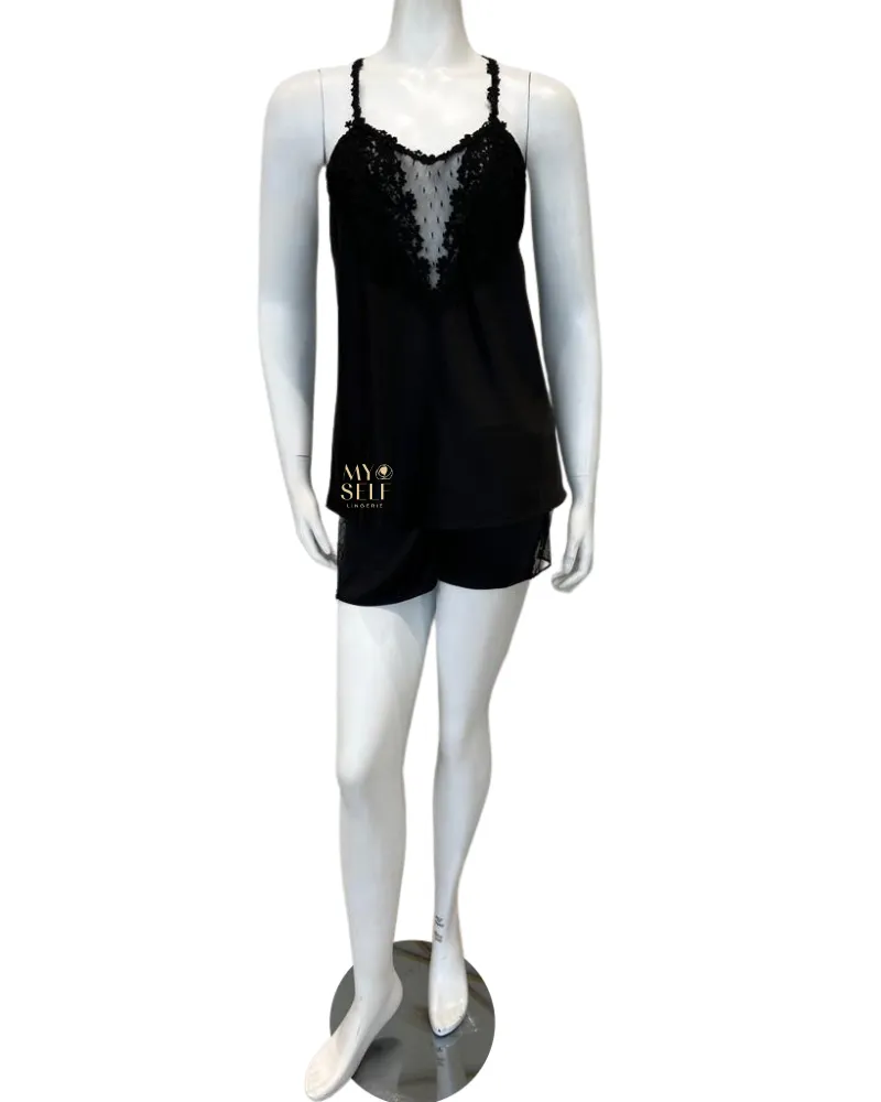 Q81147 Black Showstopper Cami and Boyshorts Set