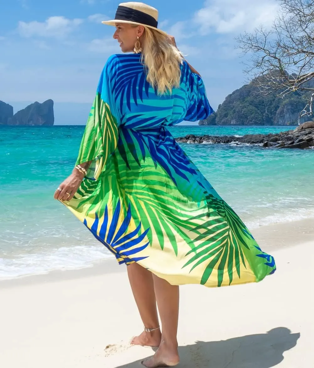 RanRui Womenloose Kimono Duster Beach Blouse Long Beach Kimono Robe Cover ups Kimonos for Women