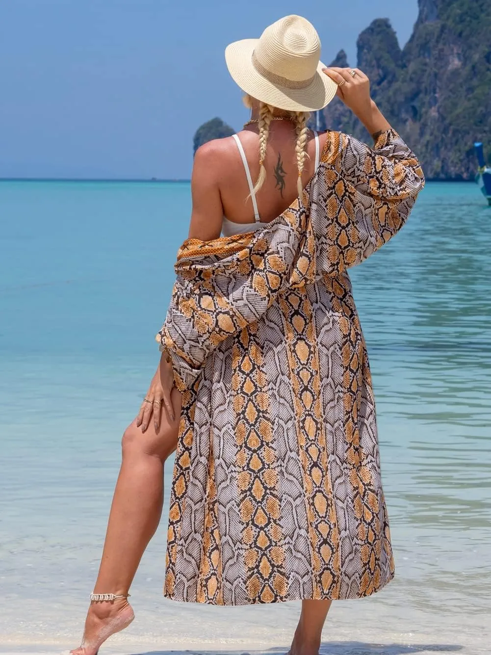 RanRui Womenloose Kimono Duster Beach Blouse Long Beach Kimono Robe Cover ups Kimonos for Women