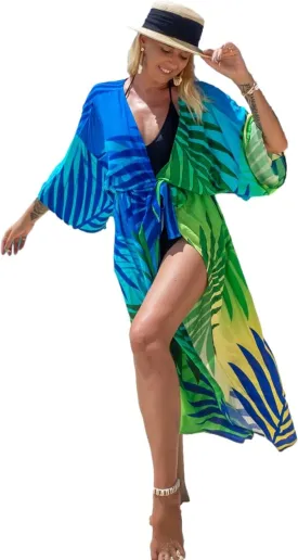 RanRui Womenloose Kimono Duster Beach Blouse Long Beach Kimono Robe Cover ups Kimonos for Women