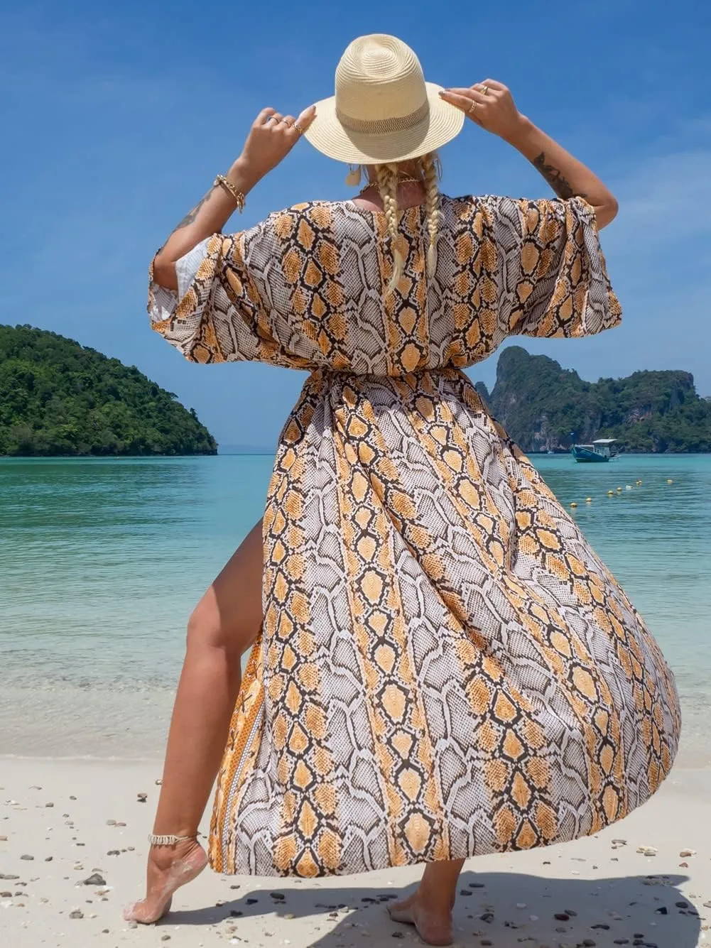 RanRui Womenloose Kimono Duster Beach Blouse Long Beach Kimono Robe Cover ups Kimonos for Women