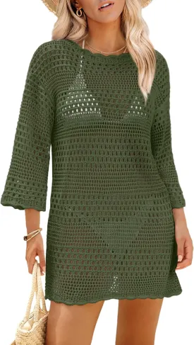 SAMPEEL Swimsuit Coverup for Women Beach Vacation Clothes Bathing Suit Cover Up Crochet Dresses Summer Cruise Outfits 2025
