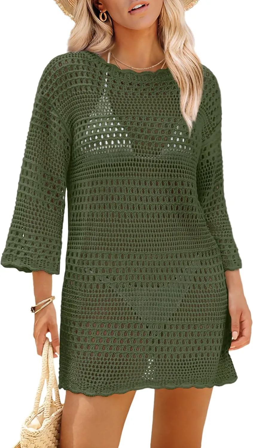 SAMPEEL Swimsuit Coverup for Women Beach Vacation Clothes Bathing Suit Cover Up Crochet Dresses Summer Cruise Outfits 2025