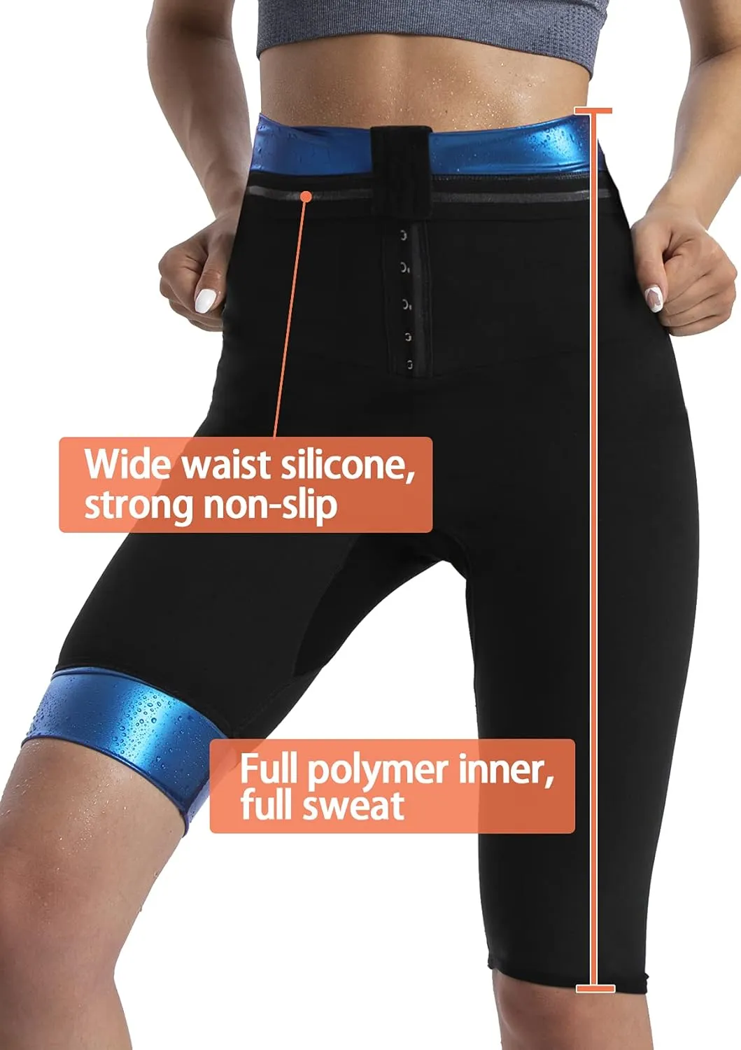 Sauna Pants Women Sweat Capris Slimming Leggings,Mesh Crotch,High Waist Workout Body Shaper Suits