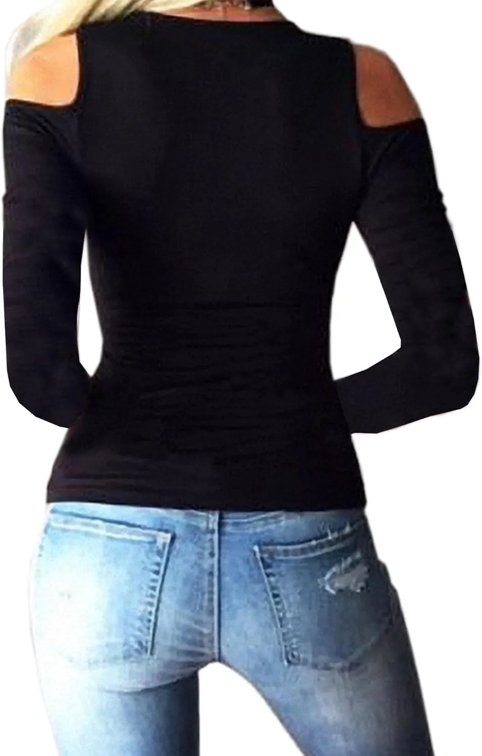SEMATOMALA Women's Cold Shoulder Sexy Lace Up V Neck Short Sleeve Tee Shirts Tops Clubwear Plus Size