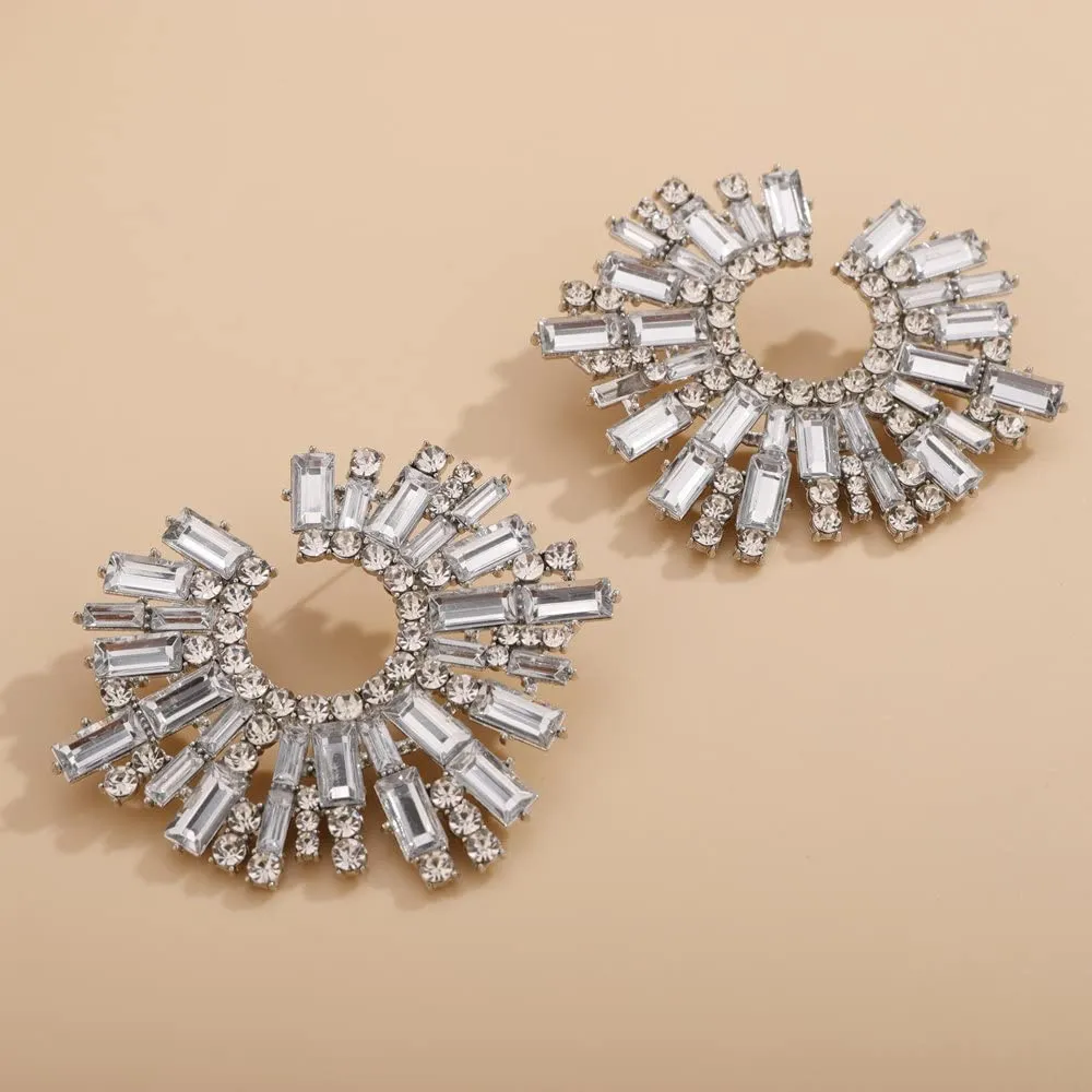 Sither Color Earrings for Women Statement Rhinestone Earrings Color Crystal Earrings Studs Jewelry for Halloween Christmas Gift (silver)