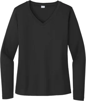 SPORT-TEK Women's Long Sleeve PosiCharge Competitor V-Neck Tee | Workout T-Shirt for Spring & Summer Fashion