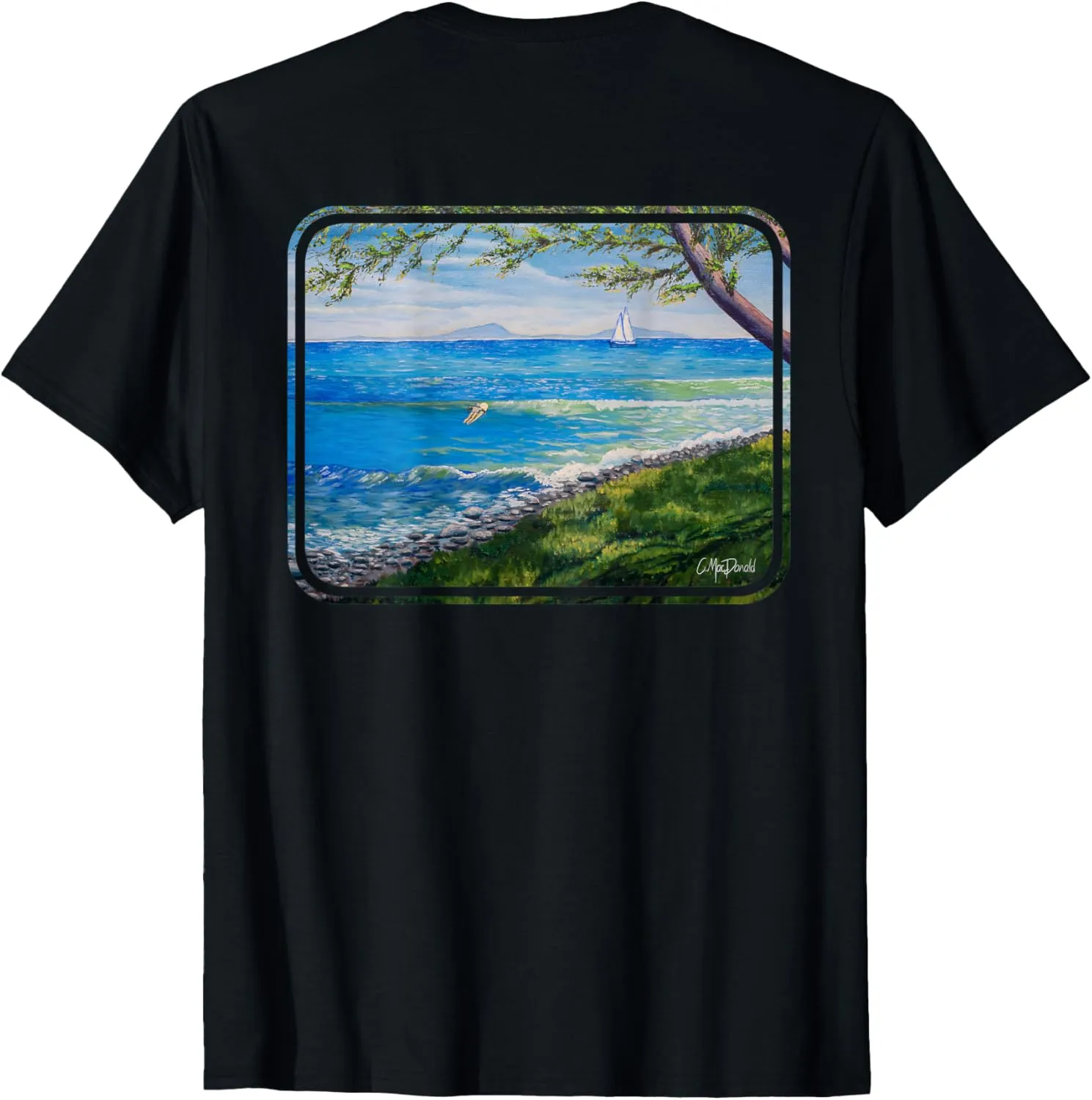 Surfing Sailing Ocean Waves Beach (2-Sided) T-Shirt