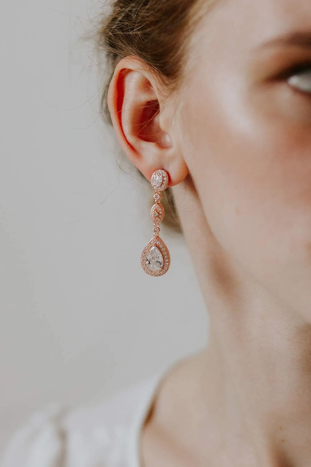 SWEETV Cubic Zirconia Teardrop Wedding Bridal Earrings for Women,Bridesmaids,Brides - Crystal Rhinestones Dangle Earrings Jewelry
