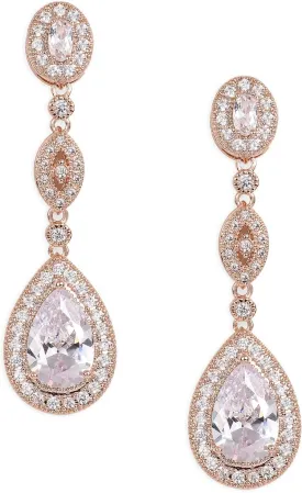 SWEETV Cubic Zirconia Teardrop Wedding Bridal Earrings for Women,Bridesmaids,Brides - Crystal Rhinestones Dangle Earrings Jewelry
