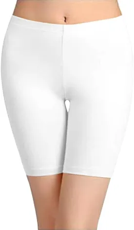 TRENDMALLS Women's High Coverage Super Combed Cotton Elastane Stretch Mid Waist Cycling Shorts