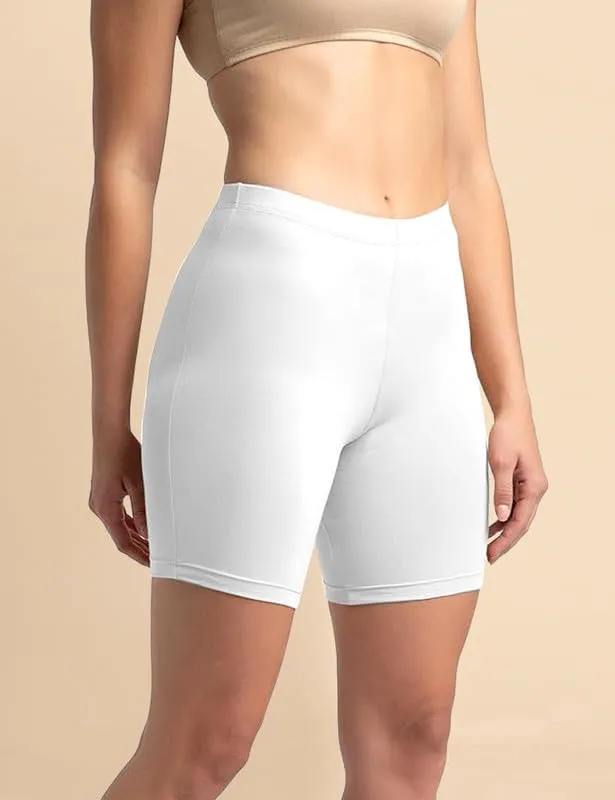 TRENDMALLS Women's High Coverage Super Combed Cotton Elastane Stretch Mid Waist Cycling Shorts