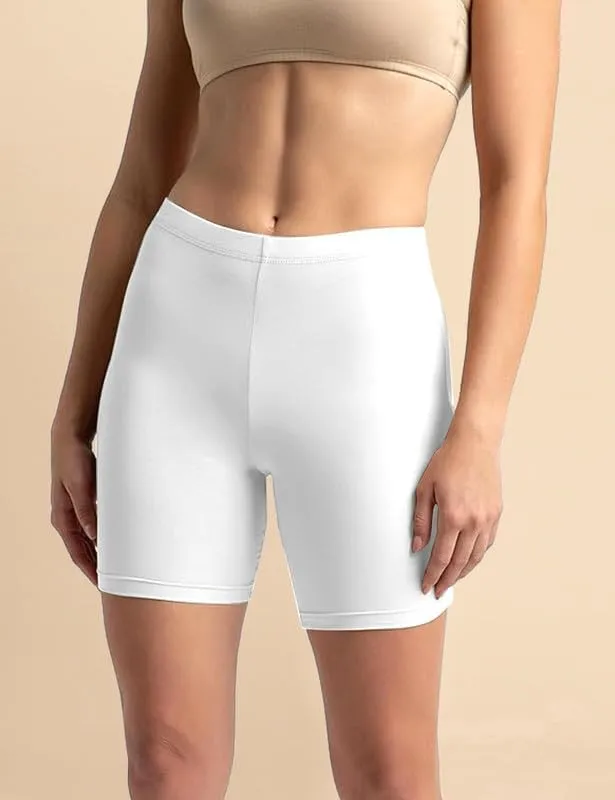 TRENDMALLS Women's High Coverage Super Combed Cotton Elastane Stretch Mid Waist Cycling Shorts