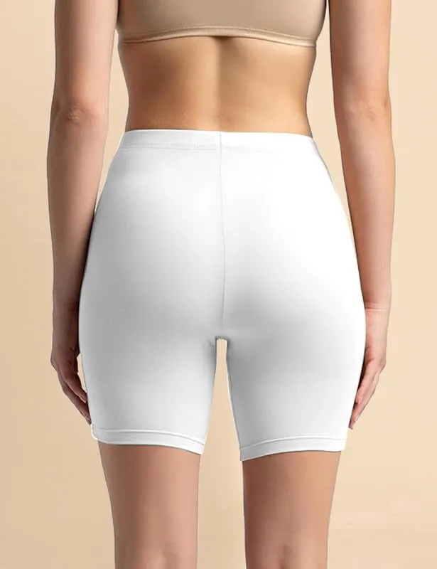 TRENDMALLS Women's High Coverage Super Combed Cotton Elastane Stretch Mid Waist Cycling Shorts