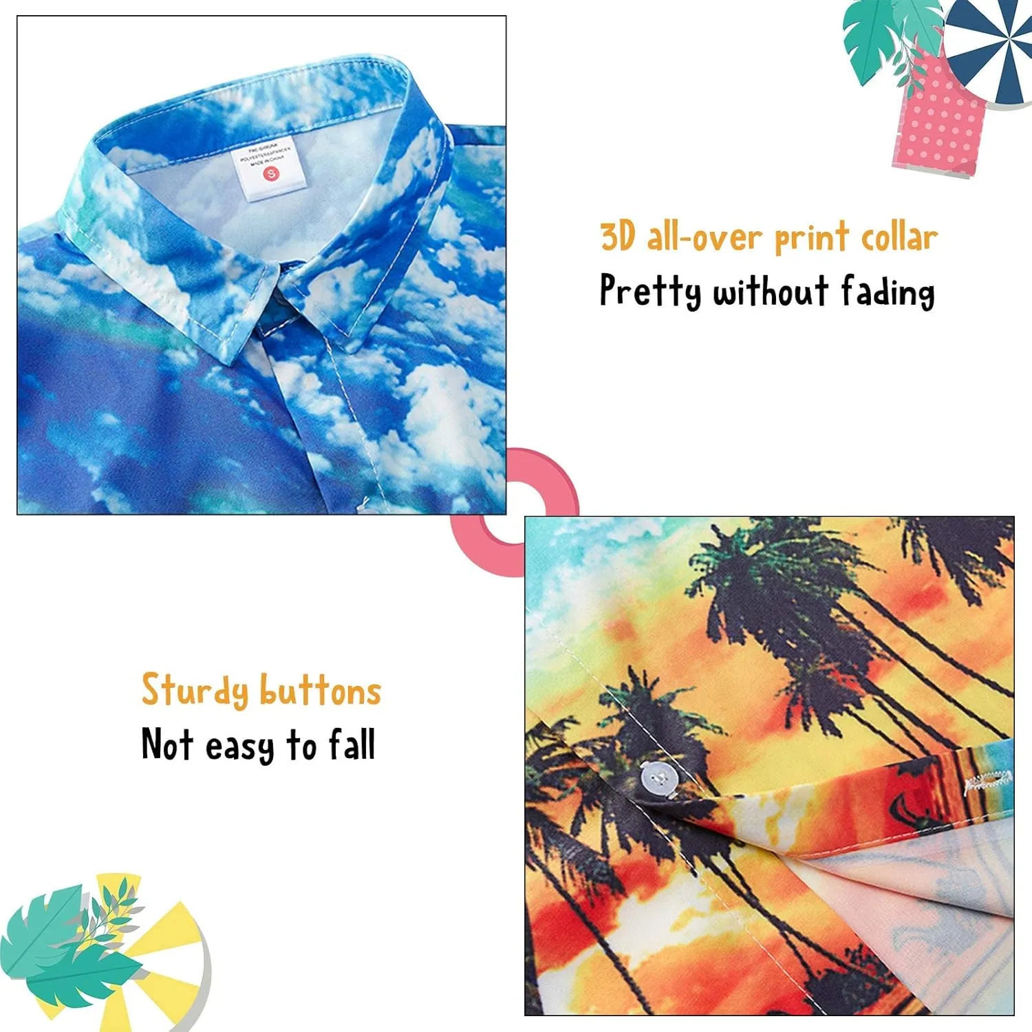 uideazone Boys Hawaiian Shirts Novelty Printed Funky Short Sleeve Button Down Shirt Kids Aloha Luau Shirt 7-14T
