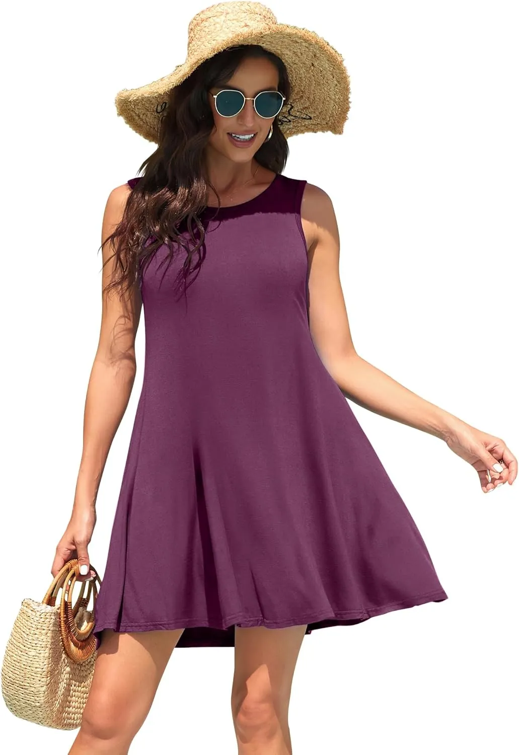 WEACZZY Women Summer Casual Swing T Shirt Dresses Beach Cover up Loose Dress