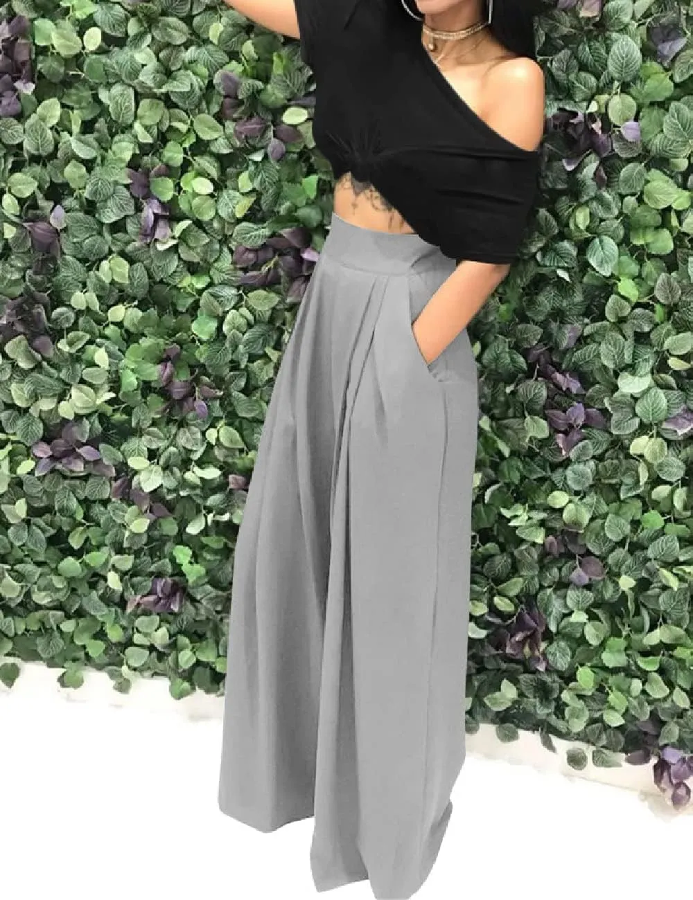 Wide Leg Palazzo Pants for Women, High Waist Business Casual Lounge Pants
