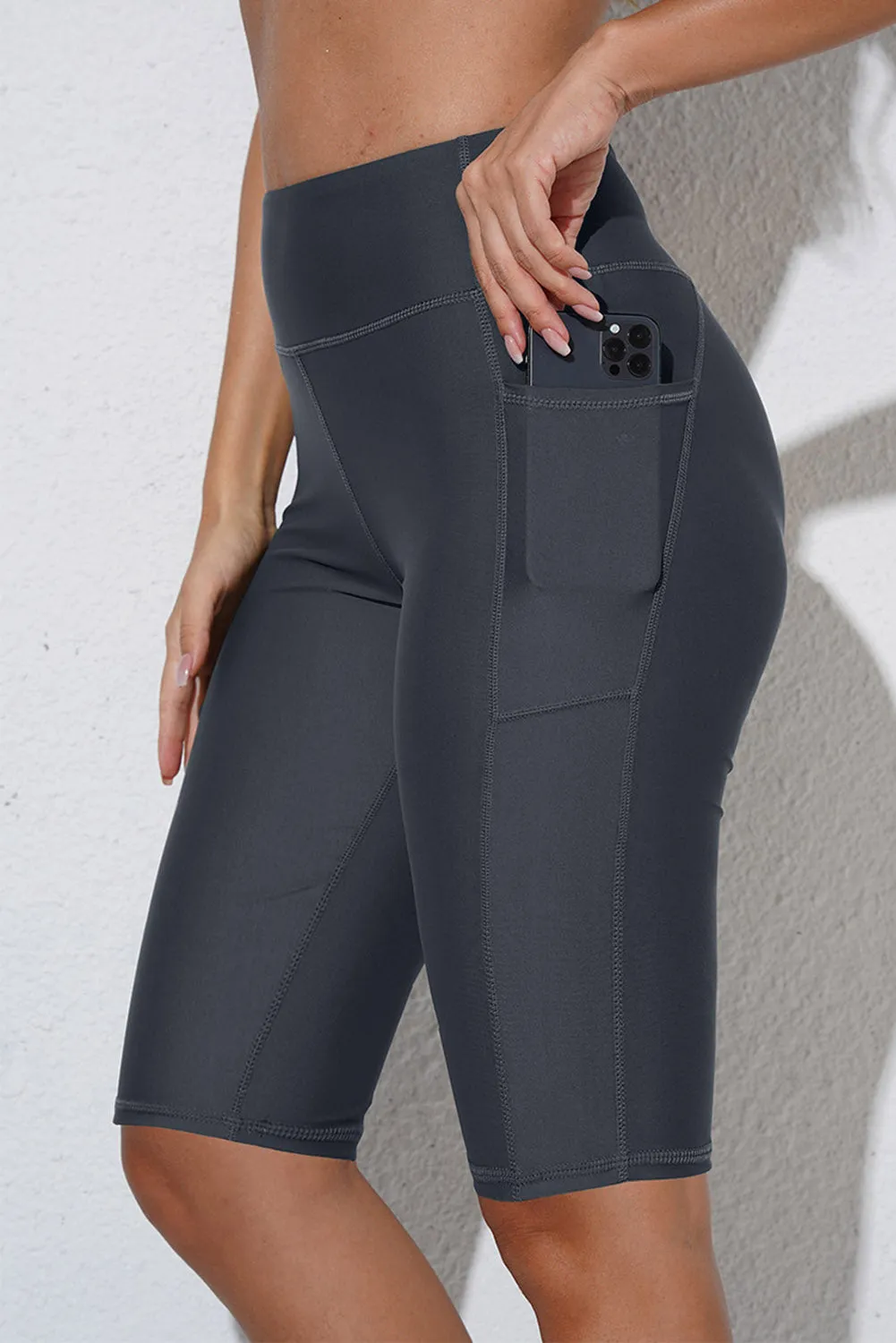 Women's Board Shorts Swim Capris Pants High Waist Swimwear Shorts with Pockets