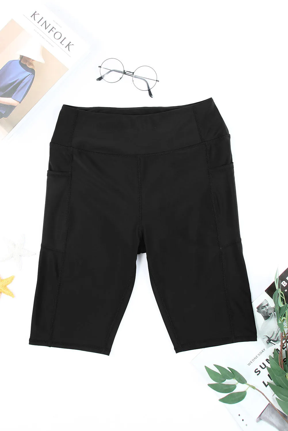 Women's Board Shorts Swim Capris Pants High Waist Swimwear Shorts with Pockets