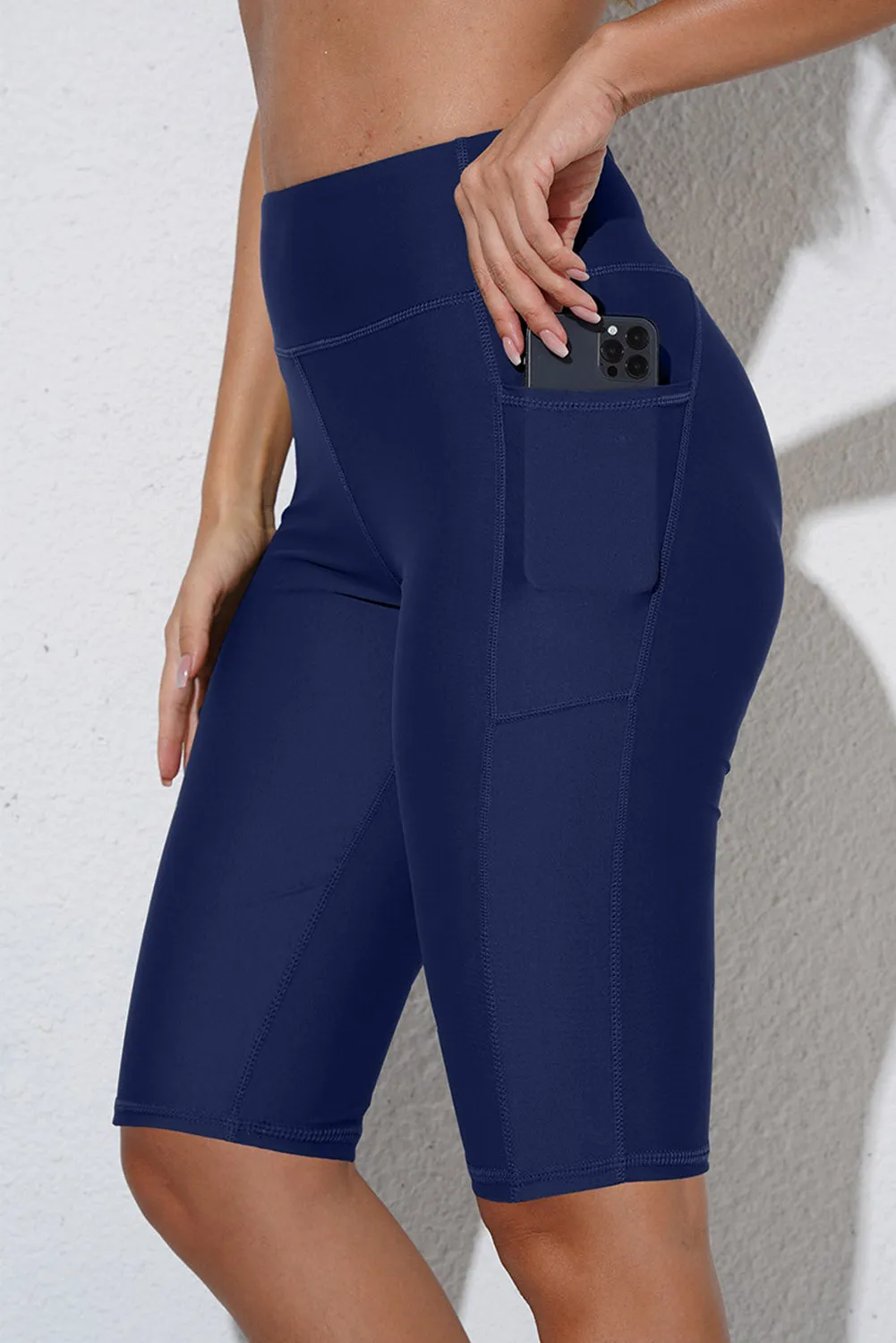 Women's Board Shorts Swim Capris Pants High Waist Swimwear Shorts with Pockets