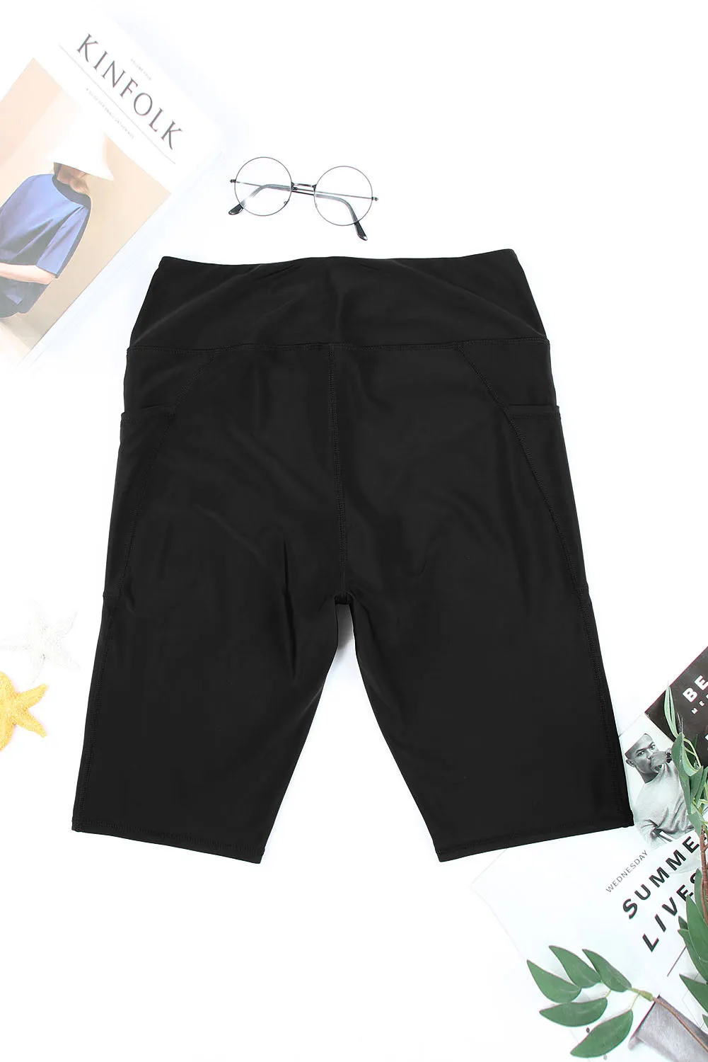 Women's Board Shorts Swim Capris Pants High Waist Swimwear Shorts with Pockets