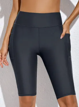 Women's Board Shorts Swim Capris Pants High Waist Swimwear Shorts with Pockets