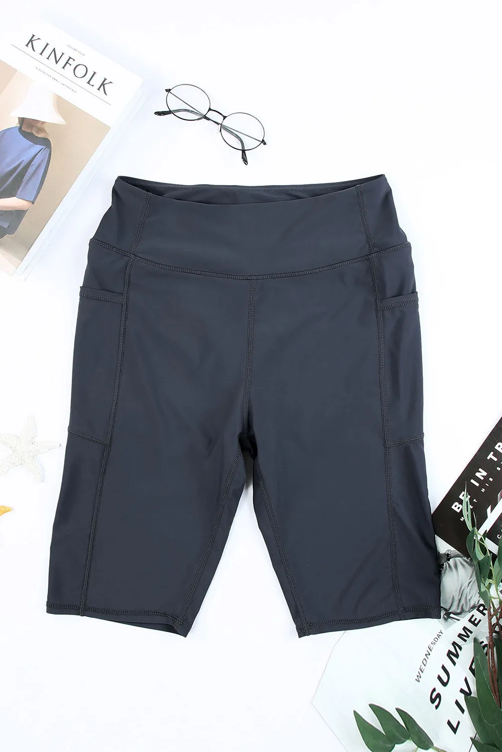 Women's Board Shorts Swim Capris Pants High Waist Swimwear Shorts with Pockets