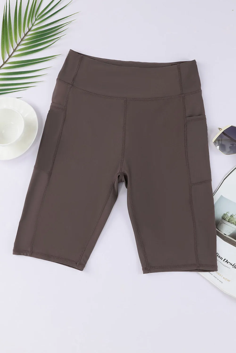 Women's Board Shorts Swim Capris Pants High Waist Swimwear Shorts with Pockets