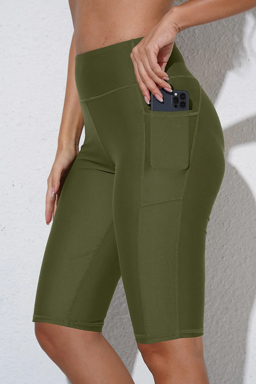 Women's Board Shorts Swim Capris Pants High Waist Swimwear Shorts with Pockets