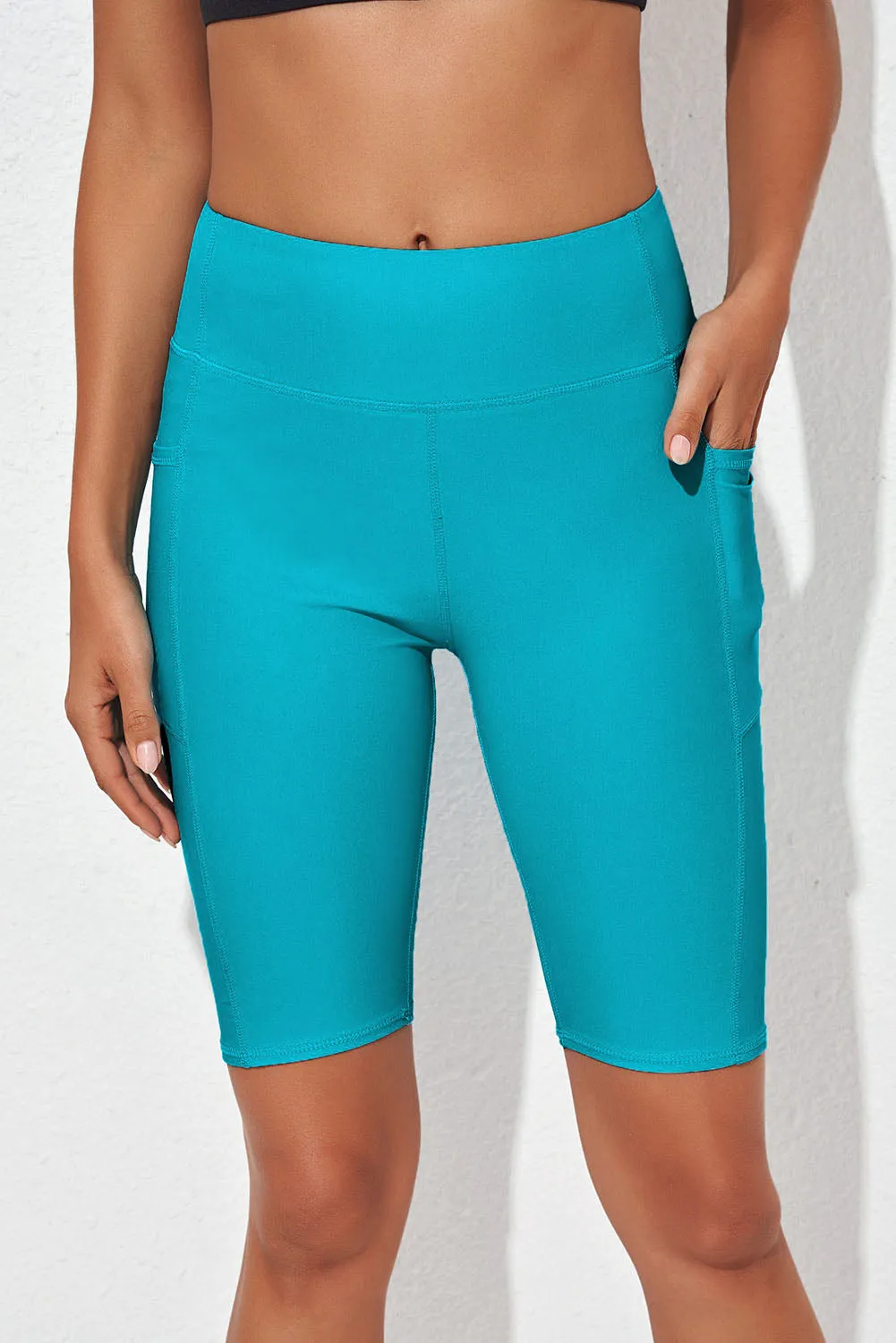 Women's Board Shorts Swim Capris Pants High Waist Swimwear Shorts with Pockets