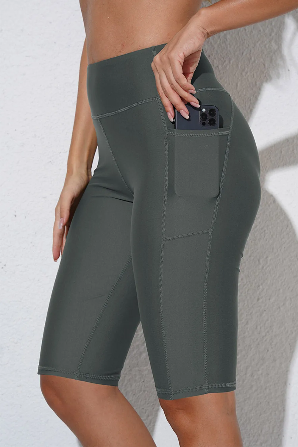 Women's Board Shorts Swim Capris Pants High Waist Swimwear Shorts with Pockets