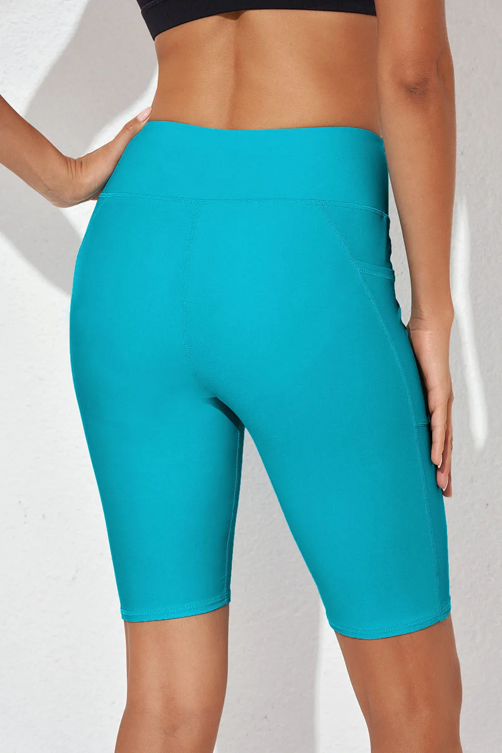 Women's Board Shorts Swim Capris Pants High Waist Swimwear Shorts with Pockets