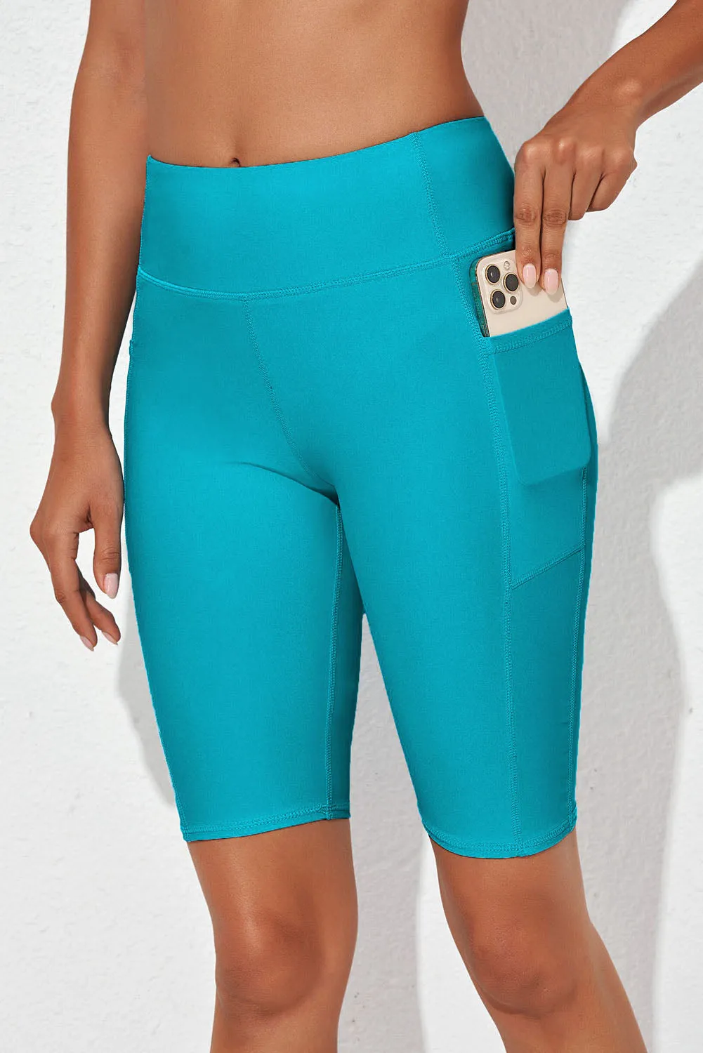 Women's Board Shorts Swim Capris Pants High Waist Swimwear Shorts with Pockets