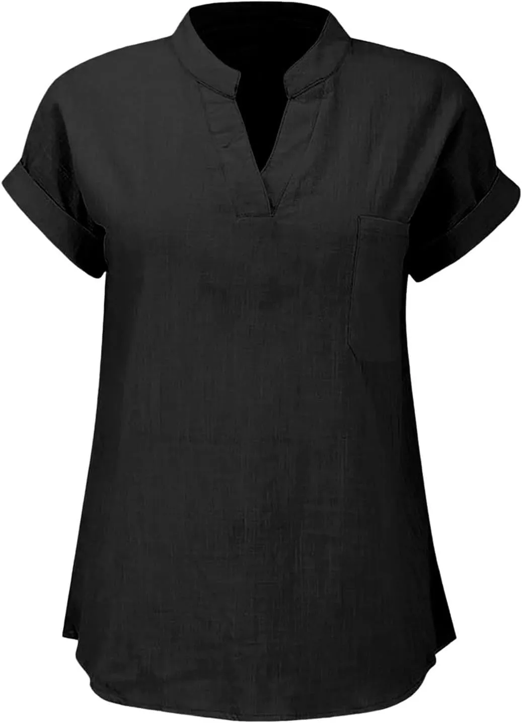 Women's Henley Shirts Linen Short Sleeve V Neck Dressy Casual Loose Fit Tops Summer Cute Flowy Blouses 2025 Trendy