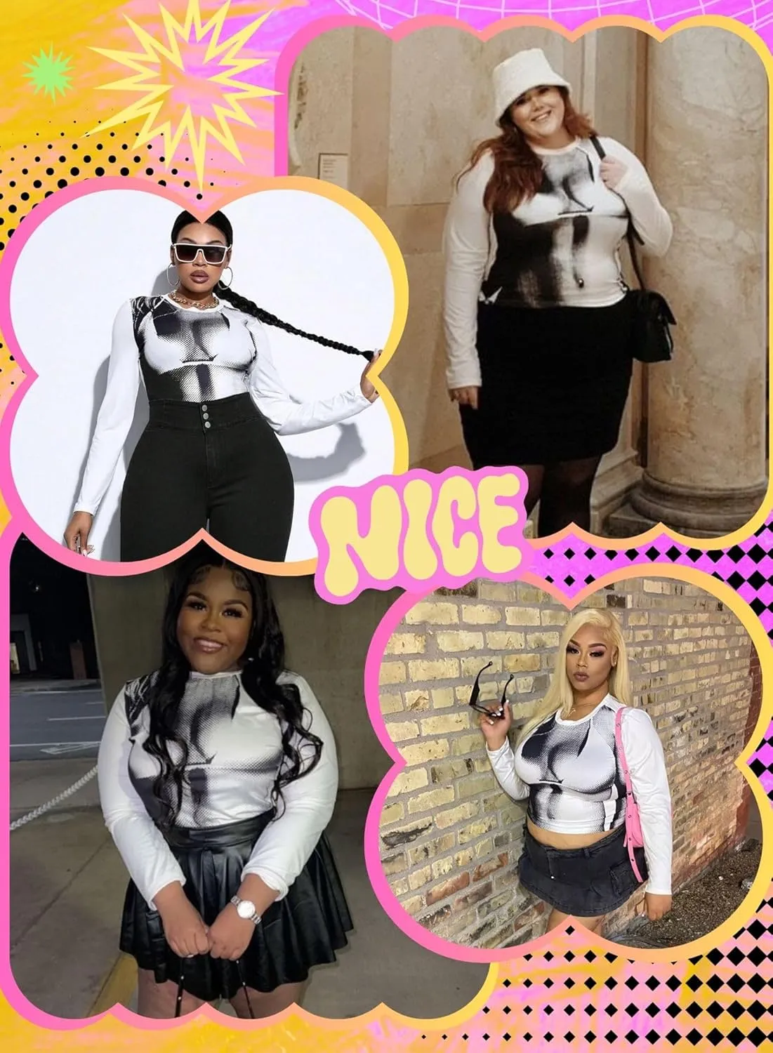 Women's Plus Size 3D Body Print Crop Top - Sexy Y2k Graphic Tee Shirt Aesthetic Heat Map Festival Concert Outfits