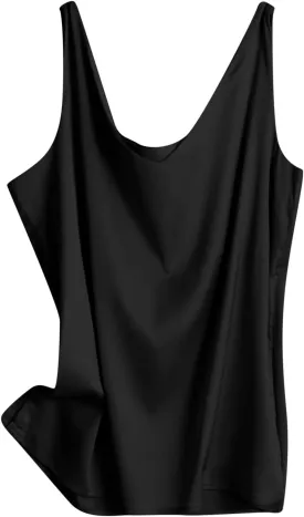 Womens Silk Stain Tank Tops Summer Casual V Neck Sleeveless Blouses Camisole Loose Fit Shirt Dressy Casual Tops