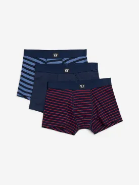 Y&F Kids Navy Striped Cotton Briefs - Pack of 3