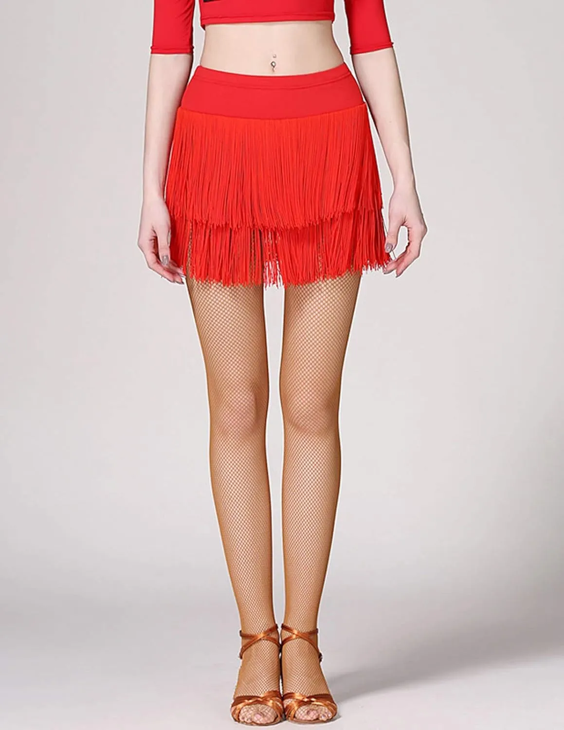 Z&X Fringe Skirts for Women Dance Performance Festival Rave Shorts Skirt Elastic Waist Pencil Bodycon Skirt